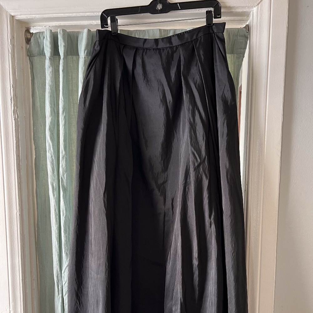 BLACK SATIN, TOOL UNDERBELLY, FULL LENGTH SKIRT, XL w/pockets